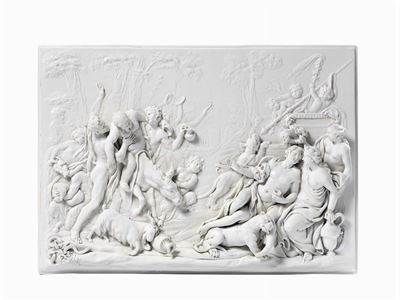 Quattro Formelle in Porcellana Bianco-grigia Raffiguranti «le Quattro Stagioni»