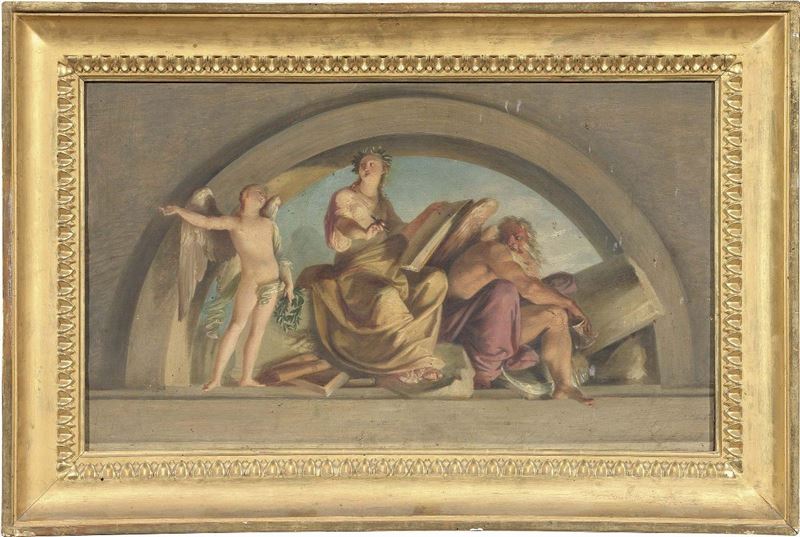 Scuola Neoclassica Fine XVIII Secolo - Allegoria del Tempo e della Fama