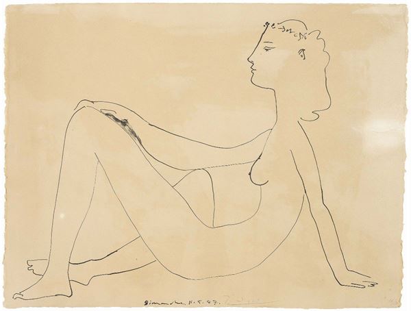 Pablo Picasso - Nu assis, de Profil