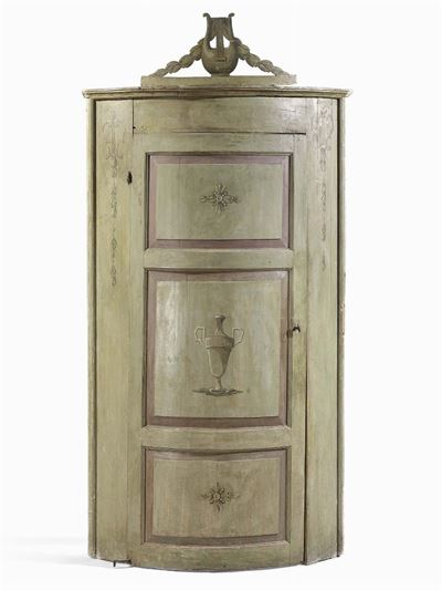Angoliera Curva in Legno Laccato Verde