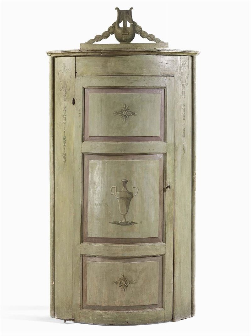 Angoliera Curva in Legno Laccato Verde