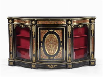 Credenza in Stile Boulle Lastronata in Legno di Ebano