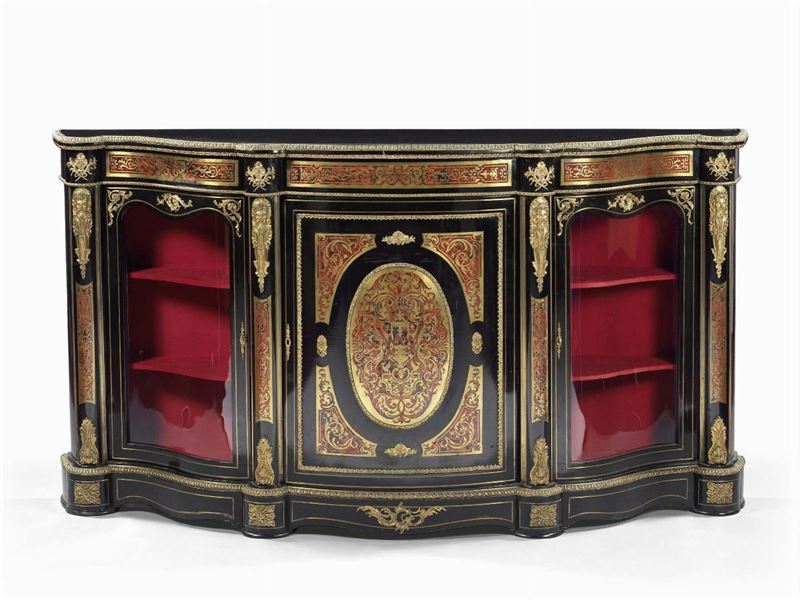 Credenza in Stile Boulle Lastronata in Legno di Ebano