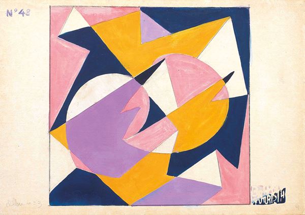Giacomo Balla : Velocità + forme rumore  (1925-29)  - Tempera grassa su carta applicata su tela - Auction ARTE MODERNA - II - Casa d'aste Farsettiarte