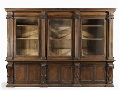 Libreria in Legno di Noce Massello