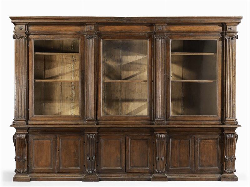 Libreria in Legno di Noce Massello
