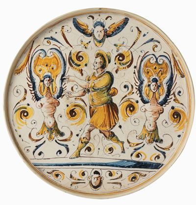 Alzata in Maiolica Policroma