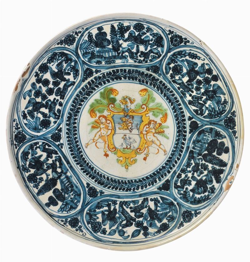 Alzata in Maiolica Policroma