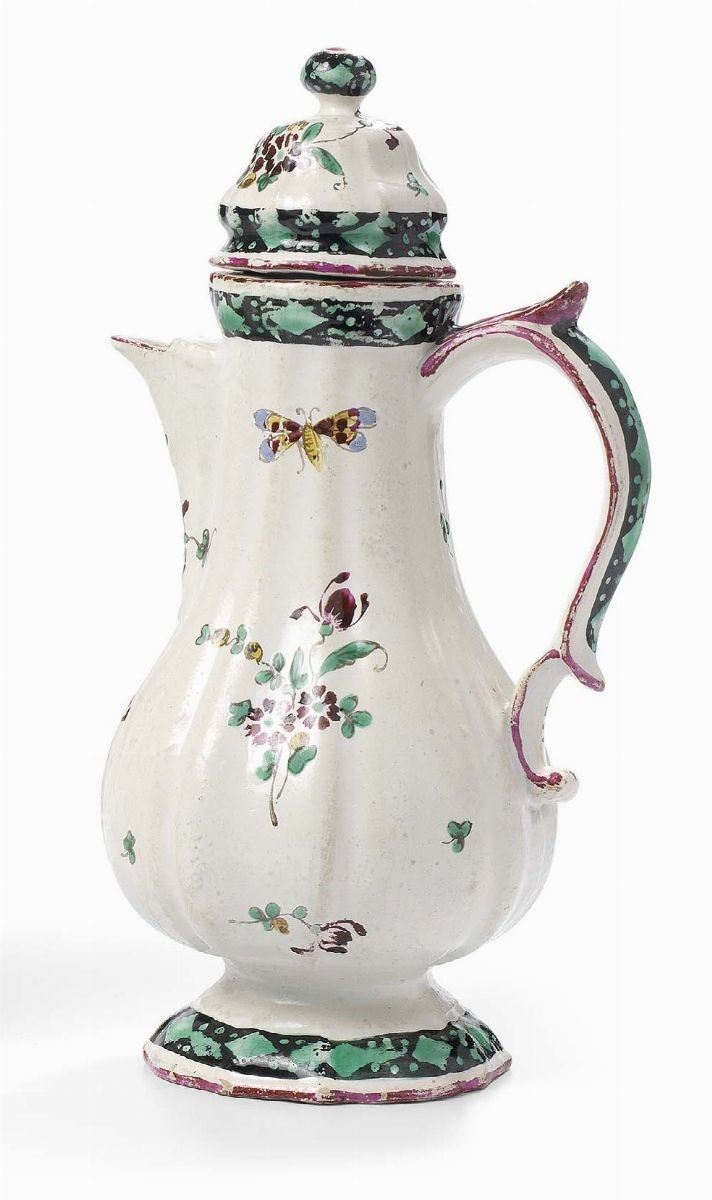 Caffettiera in Maiolica Policroma