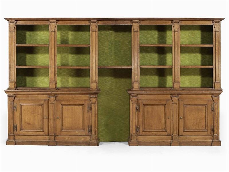 Libreria a Doppio Corpo in Legno di Noce