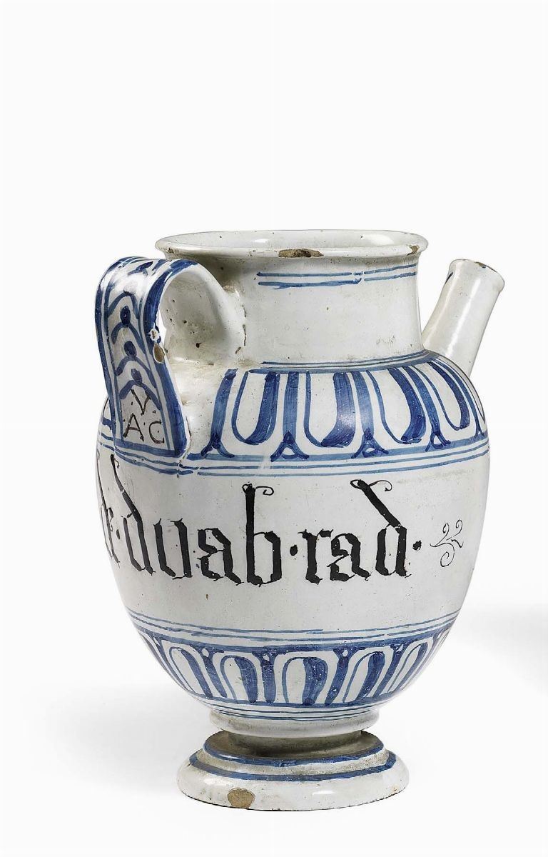 Orciuolo in Maiolica Bianco-blu