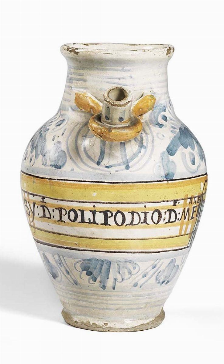 Orciuolo in Maiolica Bianco-blu