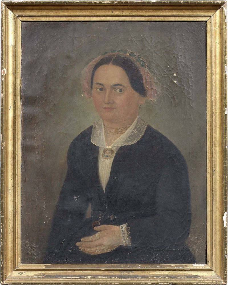 Ignoto del XIX Secolo - Ritratto di Donna con Cammeo