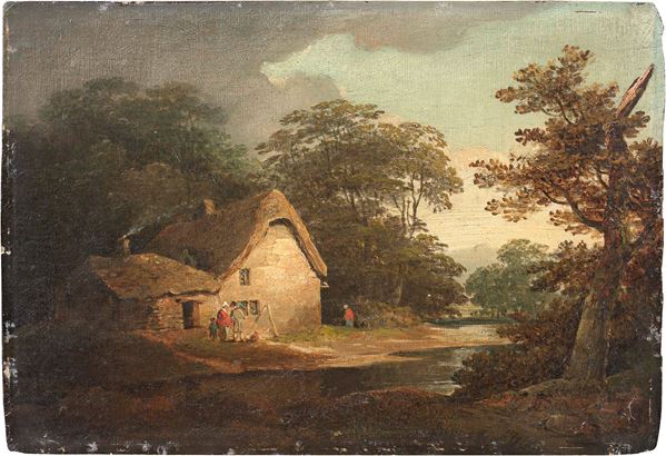 William Payne (attr. a) : Cottage nel bosco  ((1821))  - Olio su cartone - Auction ARTE MODERNA E CONTEMPORANEA - Casa d'aste Farsettiarte