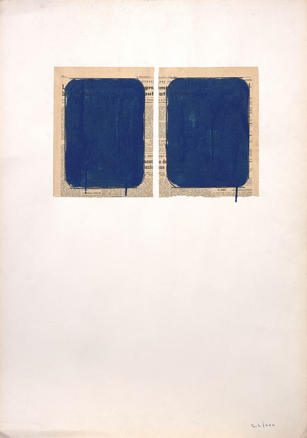 Mario Schifano : Senza titolo  (1967-69)  - Tecnica mista su carta - Auction MODERN AND CONTEMPORARY ART - I - Casa d'aste Farsettiarte