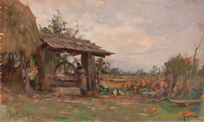Carlo Follini - Contadina Nell'aia