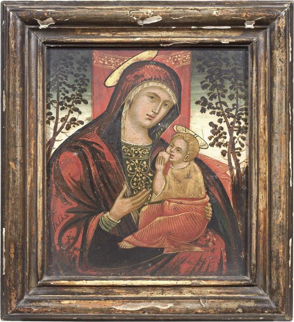 Icona veneto-dalmata fine del XVI secolo - Madonna del latte col Bambino