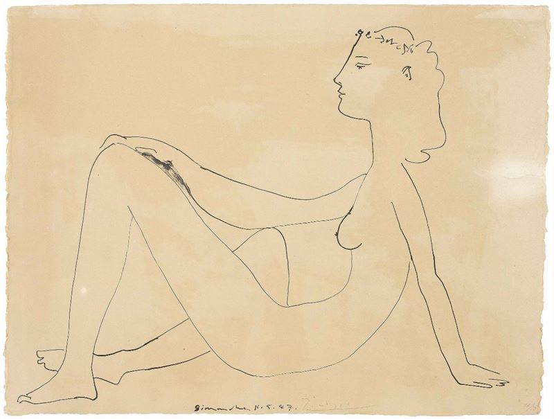 Pablo Picasso - Nu Assis, De Profil