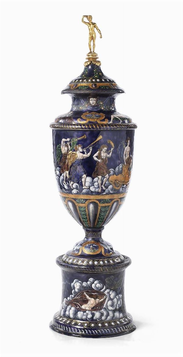 Vaso con coperchio in smalto Limoges  (inizio XIX secolo.)  - Auction Importanti Arredi e Dipinti Antichi - I - Casa d'aste Farsettiarte