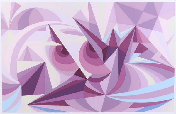 Giacomo Balla : Linee Forza di Paesaggio + Sensazione di Ametista  - Serigrafia a colori, es. 53/200 - Auction CONTEMPORARY ART - I - Casa d'aste Farsettiarte