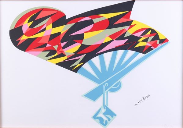 Giacomo Balla : Bozzetto di ventaglio  - Serigrafia a colori, es. 132/200 - Asta ARTE CONTEMPORANEA - I - Casa d'aste Farsettiarte