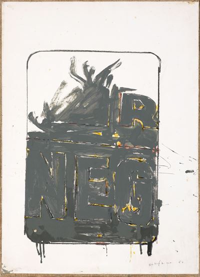 Studio per un esterno (1962) - Smalto, grafite e pastello su carta applicata su tela