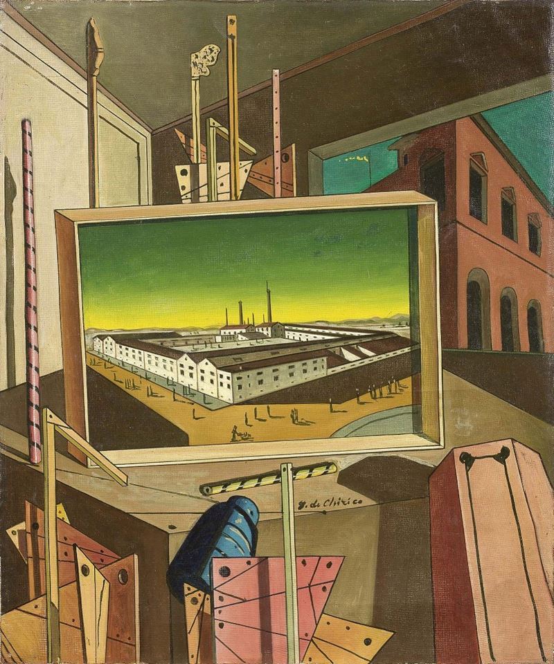 Giorgio De Chirico - Interno Metafisico con Officina