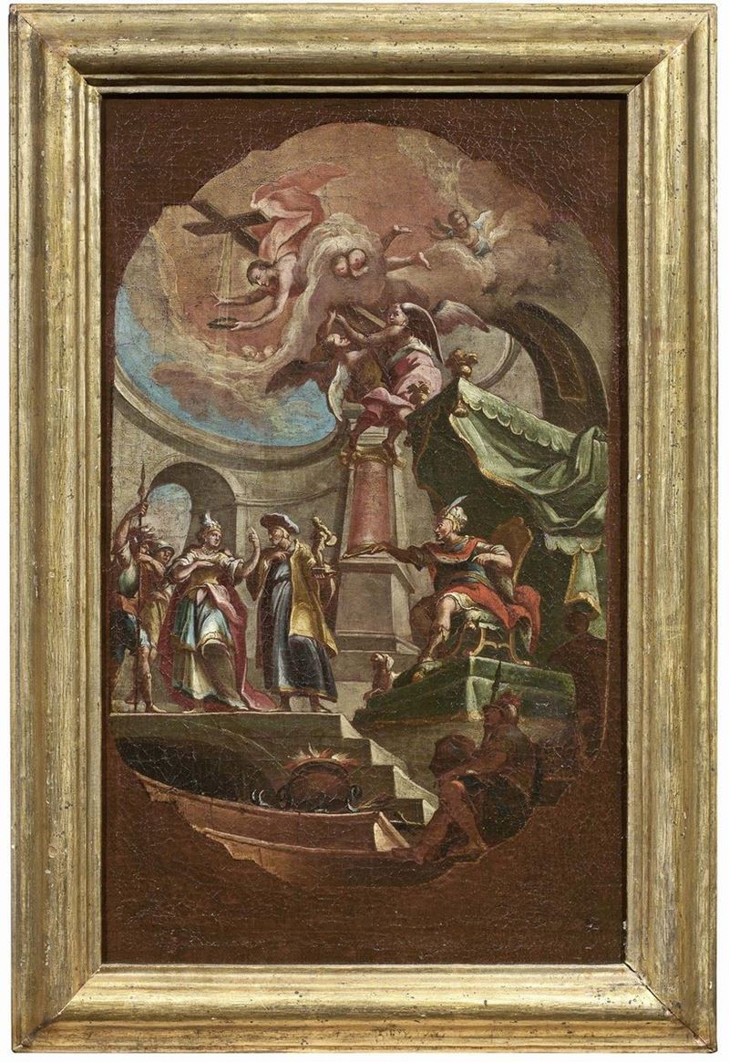Scuola Napoletana Inizio XVIII Secolo - Scena Classica (modello per un Soffitto)