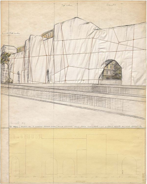 Christo - The Wall (project for a wrapped romain wall)