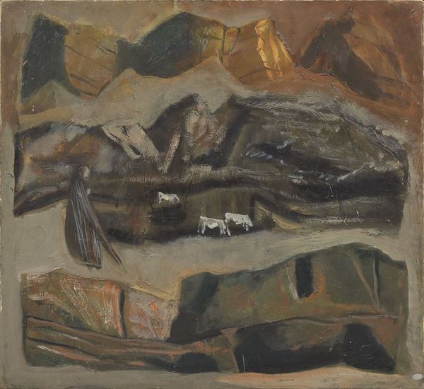 Mario Sironi : Il grande silenzio  (1953 ca.)  - Olio su tela - Auction MODERN ART - II - Casa d'aste Farsettiarte