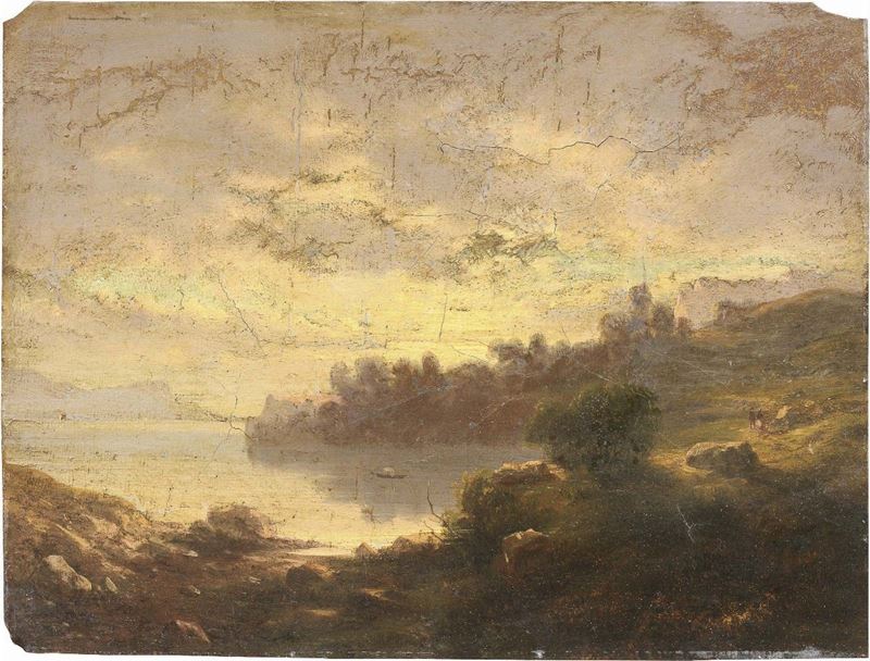 Ignoto del XIX Secolo - Paesaggio Lacustre