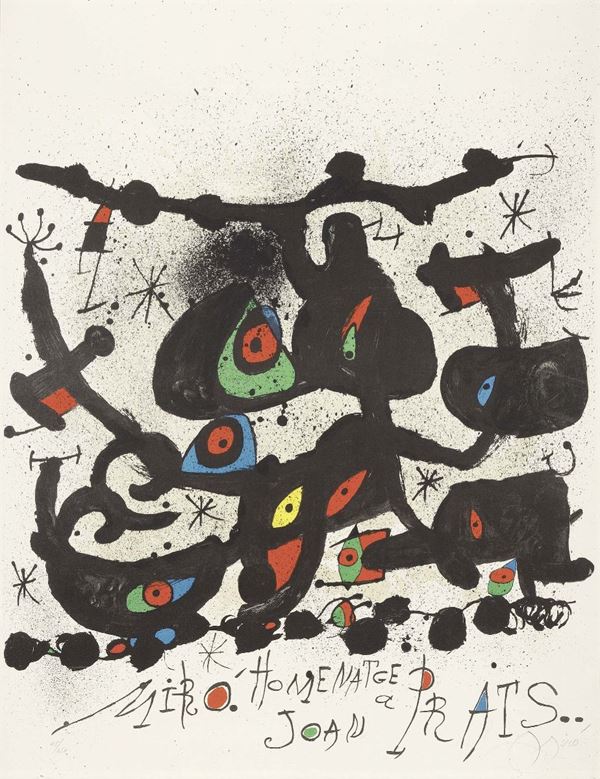 Joan Mir&#243; : Manifesto per l'esposizione «Homenatge a Joan Prats»  (1971)  - Litografia a colori, es. 45/150 - Auction Arte Contemporanea - I - Casa d'aste Farsettiarte