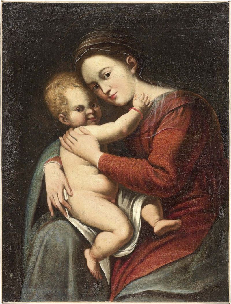 Scuola Genovese del XVII Secolo - Madonna Col Bambino