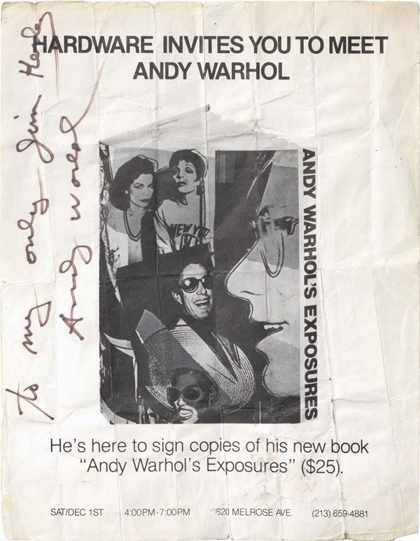 Andy Warhol : Invito alla presentazione di «Andy Warhol Exposure's»  - Biglietto d'invito - Auction Arte Contemporanea - I - Casa d'aste Farsettiarte