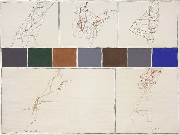 Achille Perilli : L'amore nel girotondo  (1969)  - Tecnica mista su carta - Asta Arte Contemporanea - I - Casa d'aste Farsettiarte
