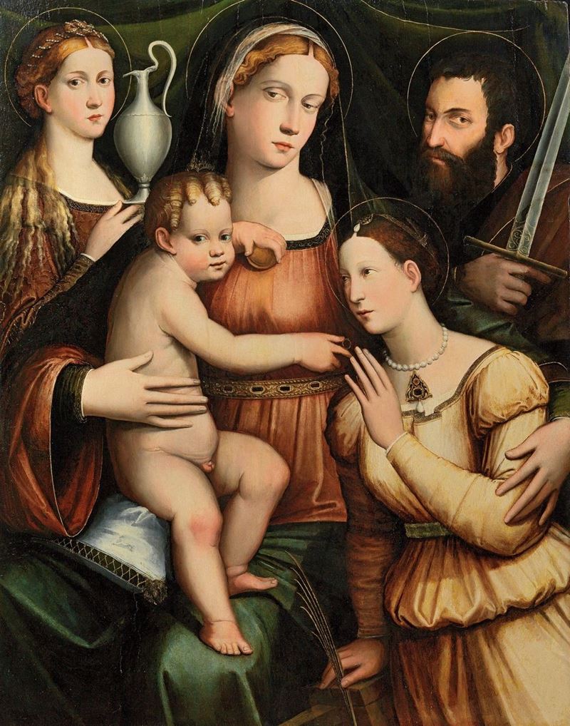 Giacomo e Giulio Raibolini Detti "i Francia" - Matrimonio Mistico di Santa Caterina tra i Santi M...