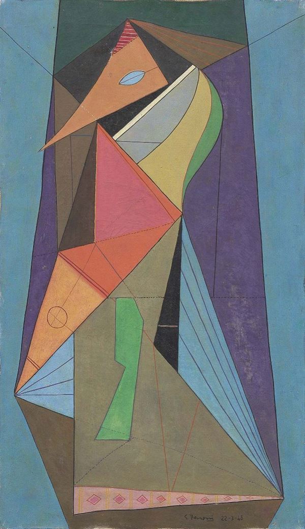 Gianfranco Ferroni : Composizione  (1948)  - Olio su tela - Asta Arte Contemporanea - I - Casa d'aste Farsettiarte