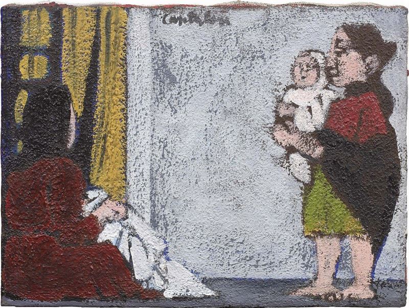 Domenico Cantatore - Interno con Figure