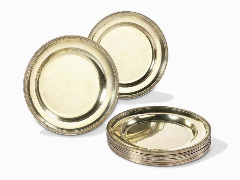 Dodici Sottopiatti in Argento Vermeille