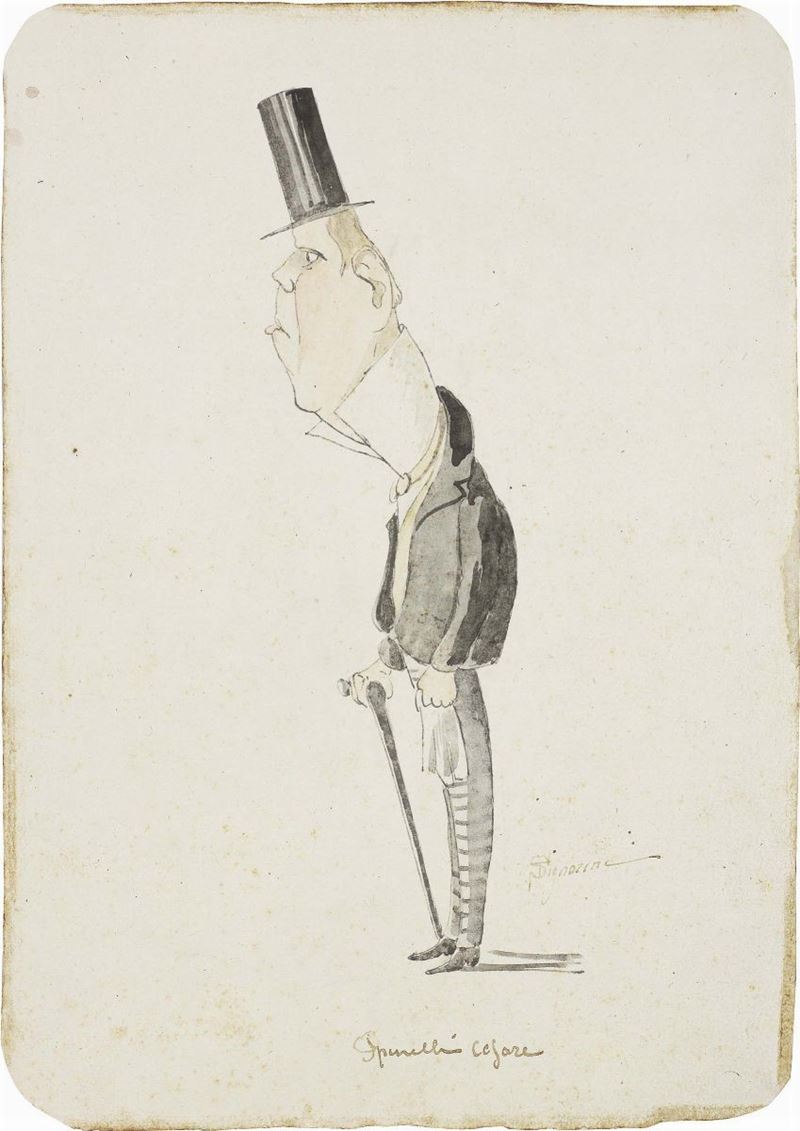 Telemaco Signorini - Caricatura di Cesare Spinelli