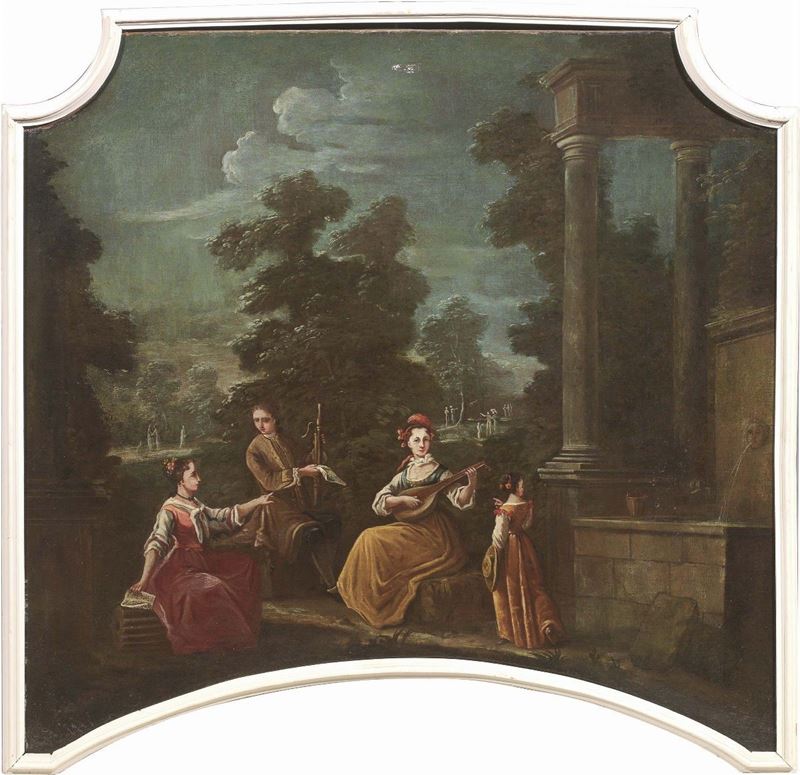 Scuola Piemontese del XVIII Secolo - «paesaggio con Concerto» e «paesaggio con Scena Agreste»
