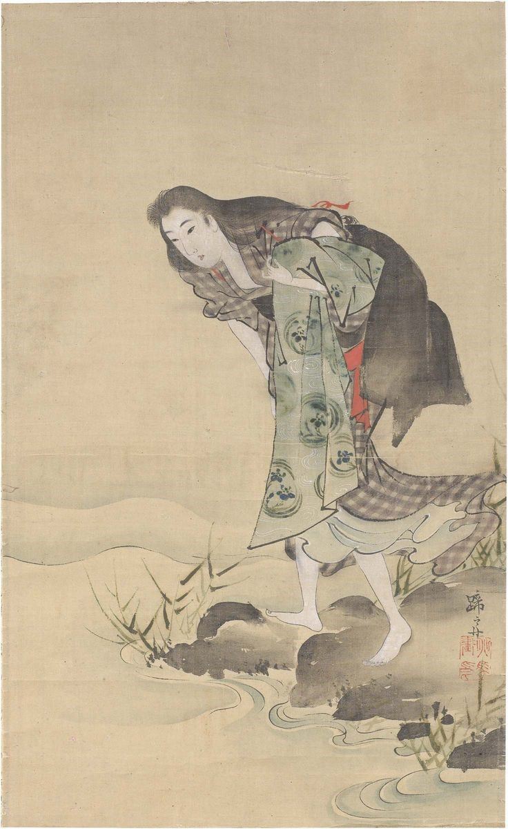 Teisai Hokuba (attr. A) - Una Donna Presso la Riva di un Fiume