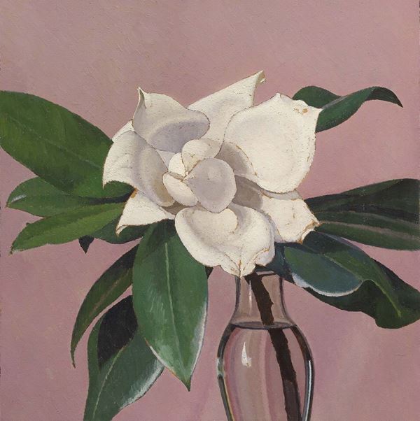 Oscar Ghiglia : Magnolia  (1935 ca.)  - Olio su cartone - Asta Dipinti e Sculture del XIX e XX secolo - II - Casa d'aste Farsettiarte