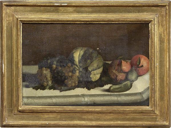 Bartolomeo Manfredi (attr. a) : Natura morta con frutta e ortaggi  - Olio su tela - Auction Arredi e Dipinti Antichi - I - Casa d'aste Farsettiarte