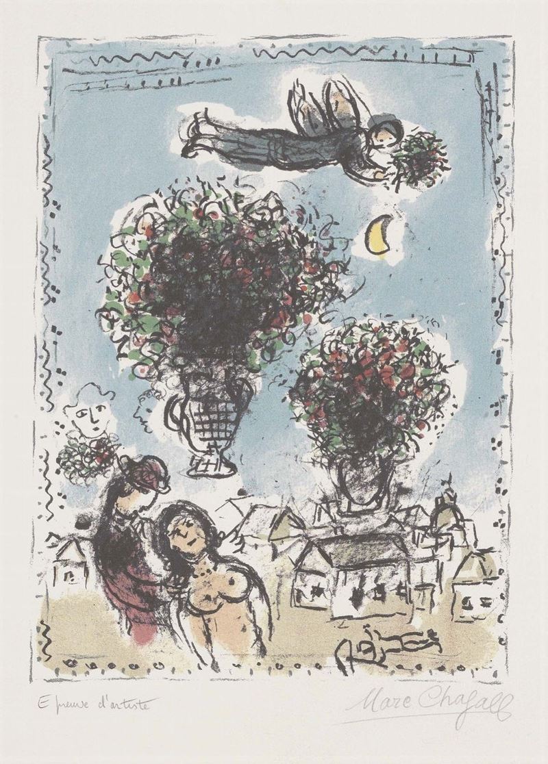 Marc Chagall - Bouquets Au Ciel Bleu