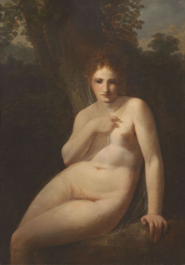 Pierre Paul Prud'hon : Figura femminile nuda in un boschetto (La ninfa Cloe?)  - Olio su tela - Auction Arredi e Dipinti Antichi - I - Casa d'aste Farsettiarte