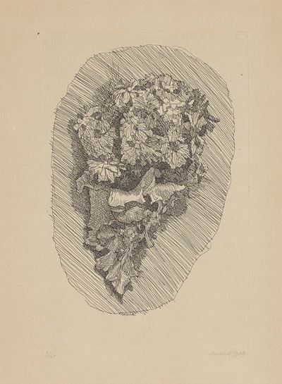 Fiori in un Cornetto su Fondo Ovoidale
