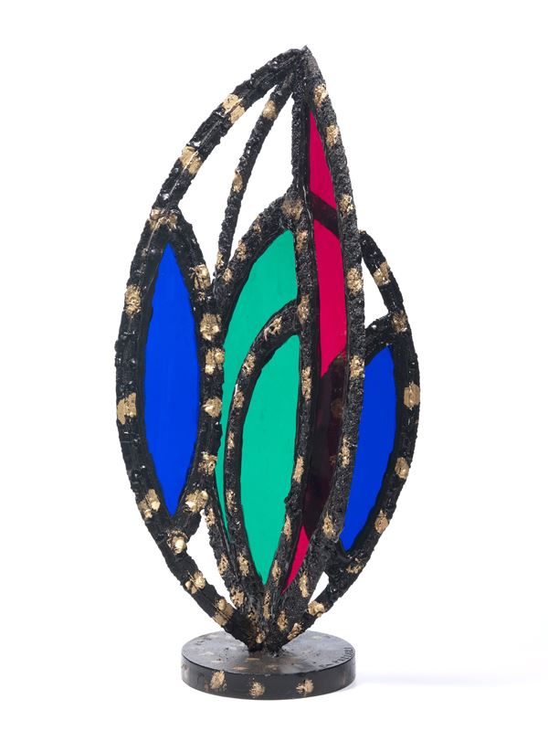 Enzo Pazzagli : Particella celeste n. 25  - Scultura in bronzo e vetri - Asta PARADE V - Arte Contemporanea - Casa d'aste Farsettiarte