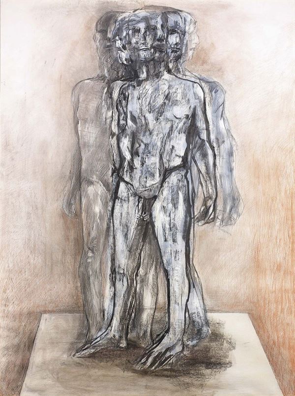 Giuliano Vangi : L'uomo che si gira  (1982)  - Tecnica mista su carta - Auction Dipinti, disegni, sculture, grafica - Arte Contemporanea - I - Casa d'aste Farsettiarte