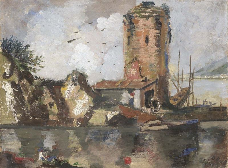 Filippo De Pisis - Paesaggio con Torre Rossa